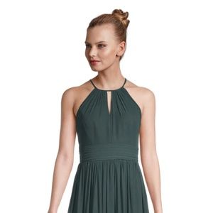 Bill Levkoff JULIA CHIFFON HALTER A-LINE/PRINCESS DRESS EVERGREEN / L /RL